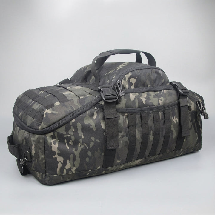 Bolsa de viaje táctica robusta con sistema Molle para hombre y mujer, equipaje esencial.